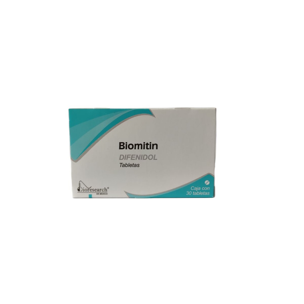 Biomitin Difenidol 25 Mg 30 Tabletas Genérico Bioresearch 