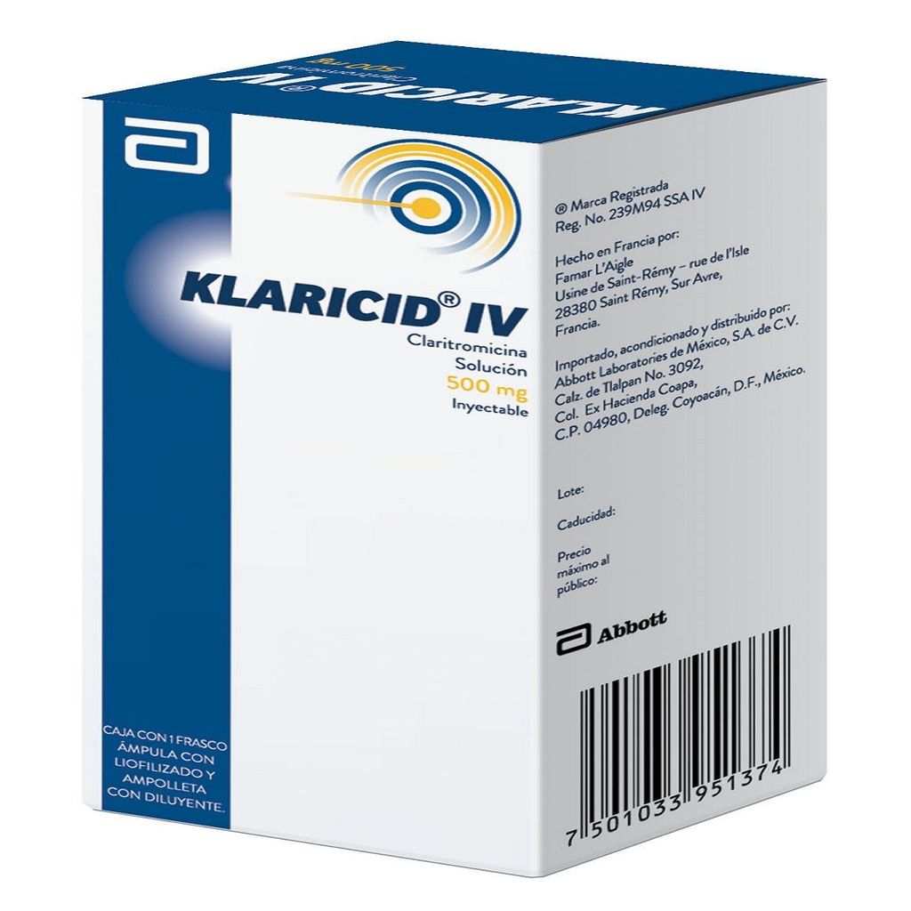 Klaricid I.V. 500 Mg Frasco Ámpula 