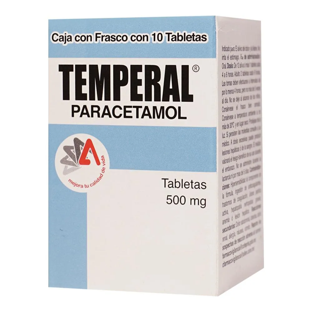 Temperal Paracetamol 500 Mg 10 Tabletas Genérico Allen 