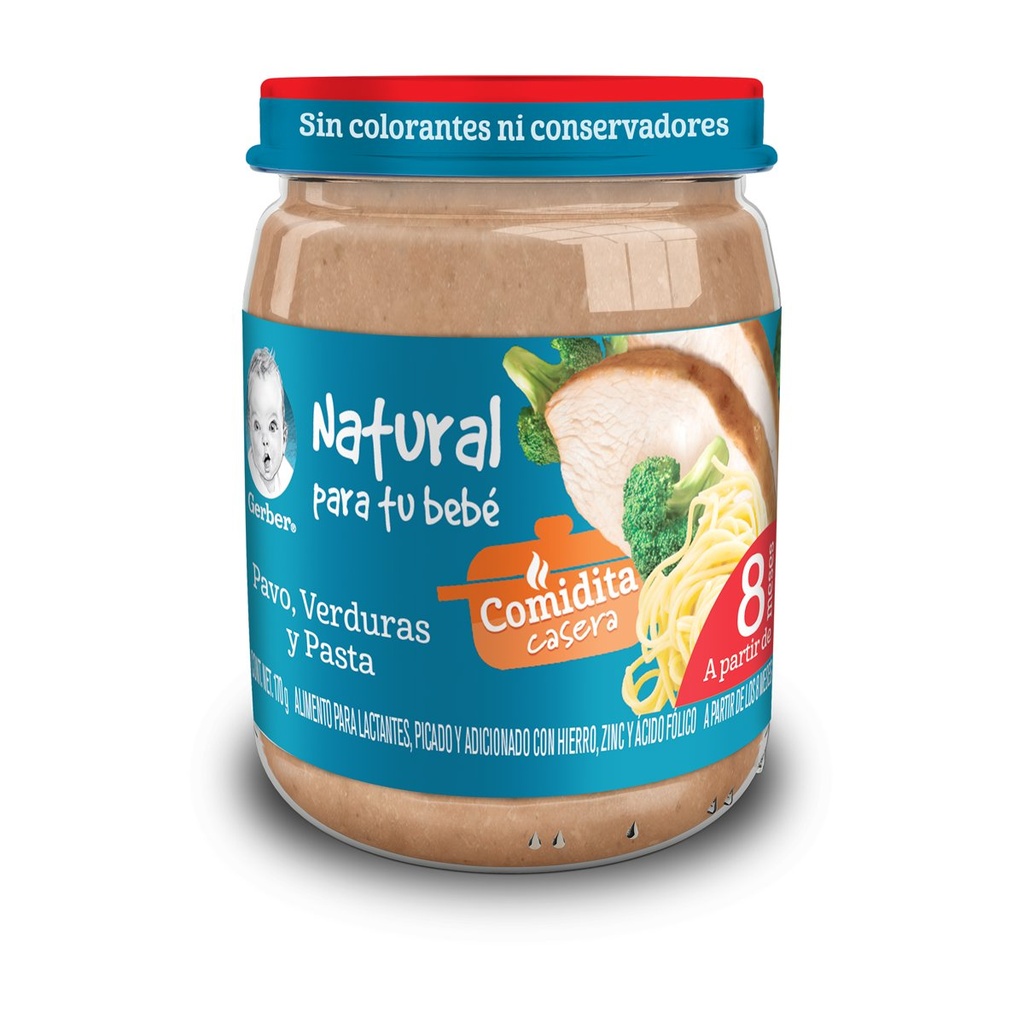 Gerber Comidita Casera Etapa 3 Pavo Verduras y Pasta 170 G 