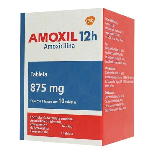 Amoxil 12H 875 Mg 10 Tabletas