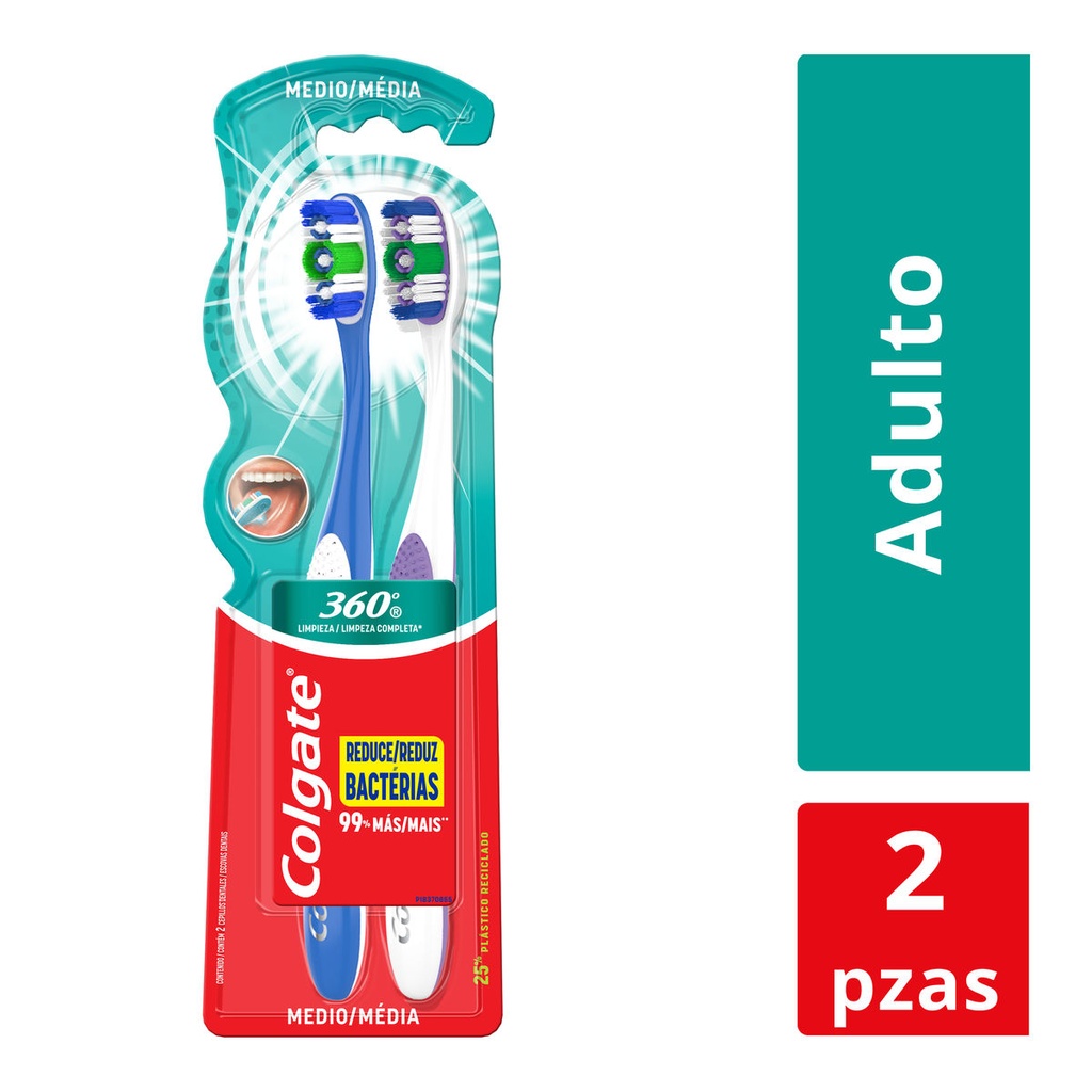 [7891024316191] Cepillo Dental Colgate 360 Limpieza Completa 2x1 