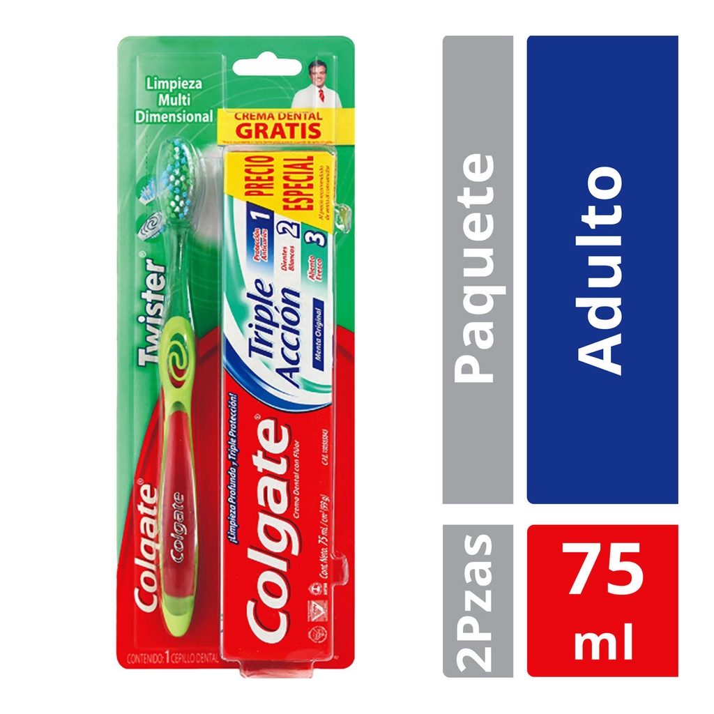 Cepillo Dental Twister Fresh Más Crema Dental Triple Gratis 75 Ml 