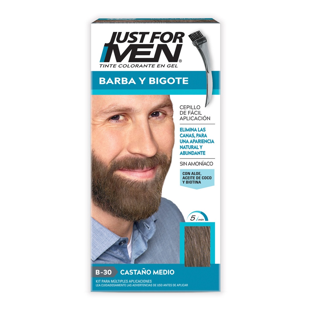 Tinte Just For Men Barba Y Bigote Castaño Mediano 