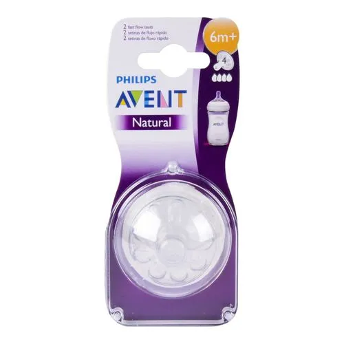 Chupón Tetina Philips Avent Natural Flujo Rápido Bebés 6M+ 2 Piezas 