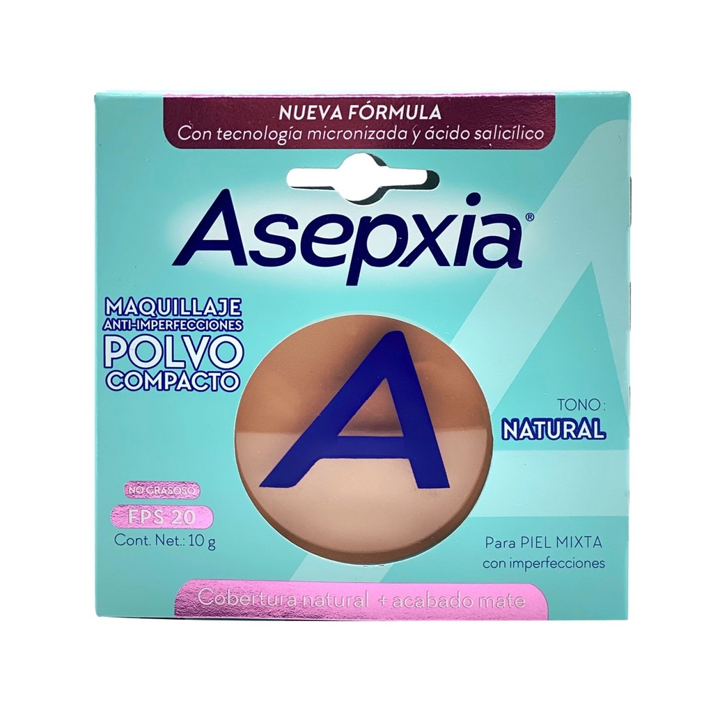 Maquillaje Asepxia BB Polvo Compacto Natural Mate 10 G 