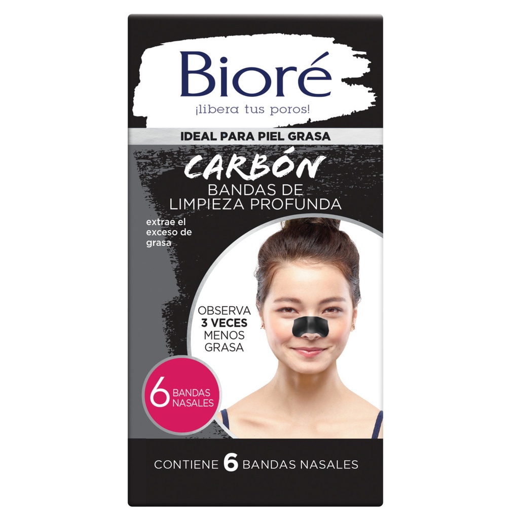 Bandas Bioré Nasal Limpieza Carbón 6 Piezas