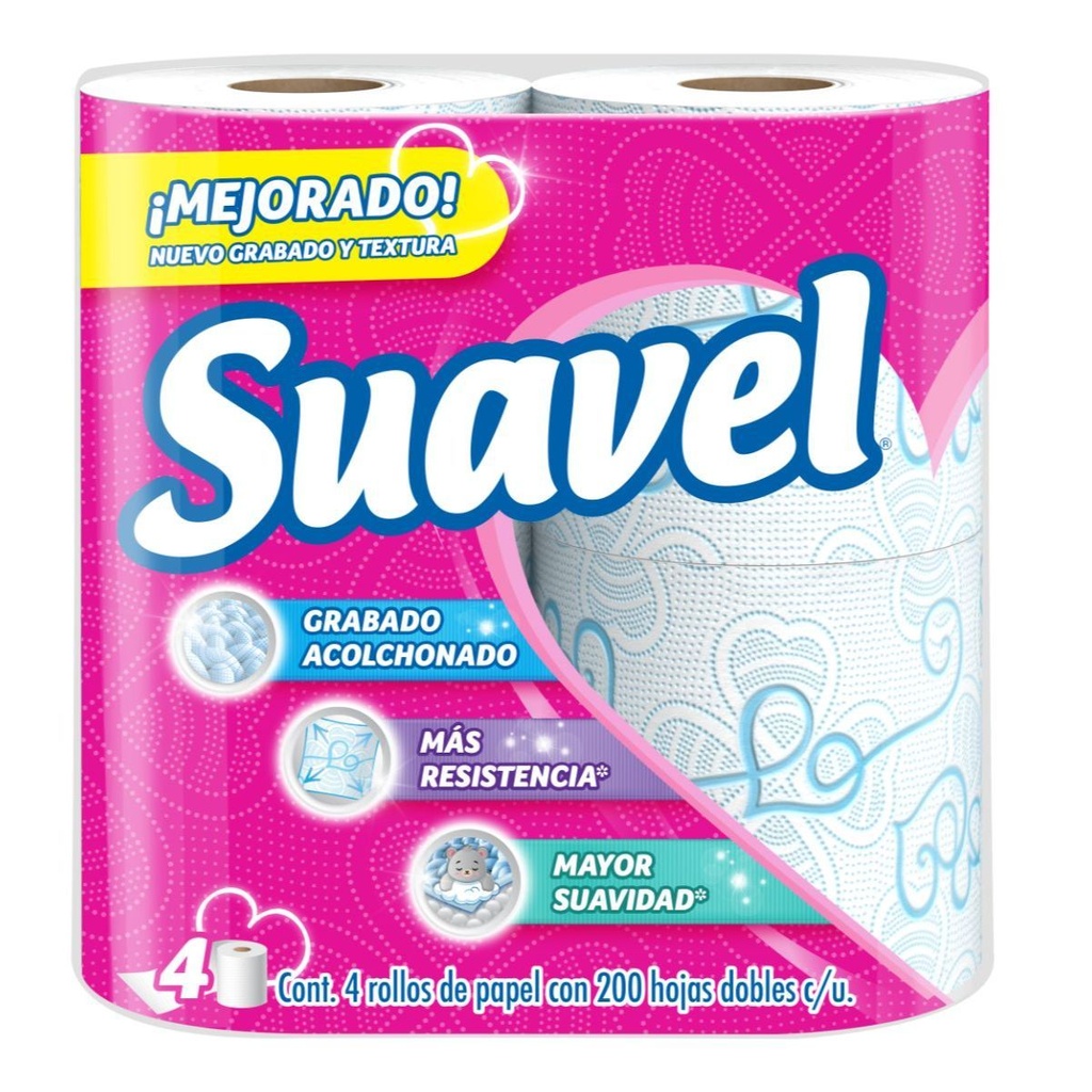 [7501943458574] Papel Higiénico Suavel 200 HD 4 Rollos 