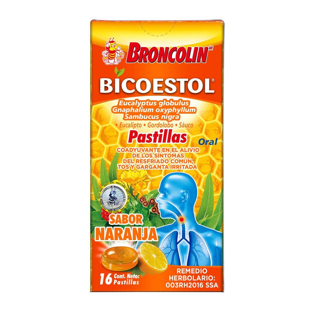 [714706910906] Broncolin Bicoestol Naranja 16 Pastillas