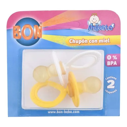 [7508304255889] Chupón Con Miel Angelito 0 A 4 Meses Con 2 Piezas 