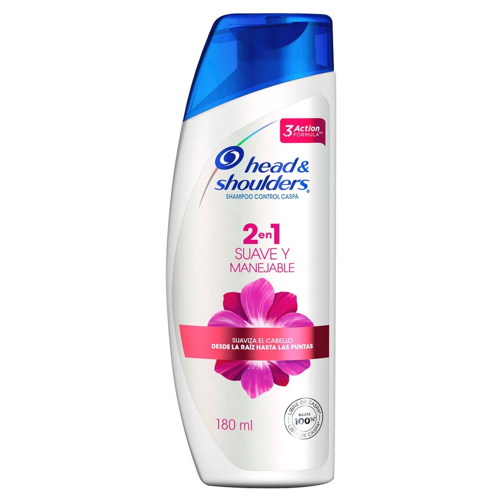 Shampoo Head & Shoulders 2 En 1 Suave Manejable 180 Ml 