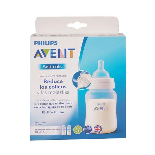 Biberón Philips Avent Anticólicos 9 Onzas 260 Ml 2 Piezas