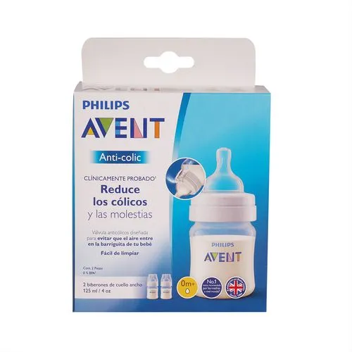 Biberón Philips Avent Anticólicos 4 Onzas 125 Ml 2 Piezas