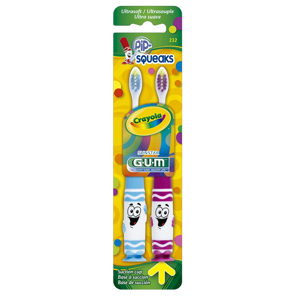 Cepillo Dental Gum Infantil Crayola Pip Squeaks 2 Piezas 