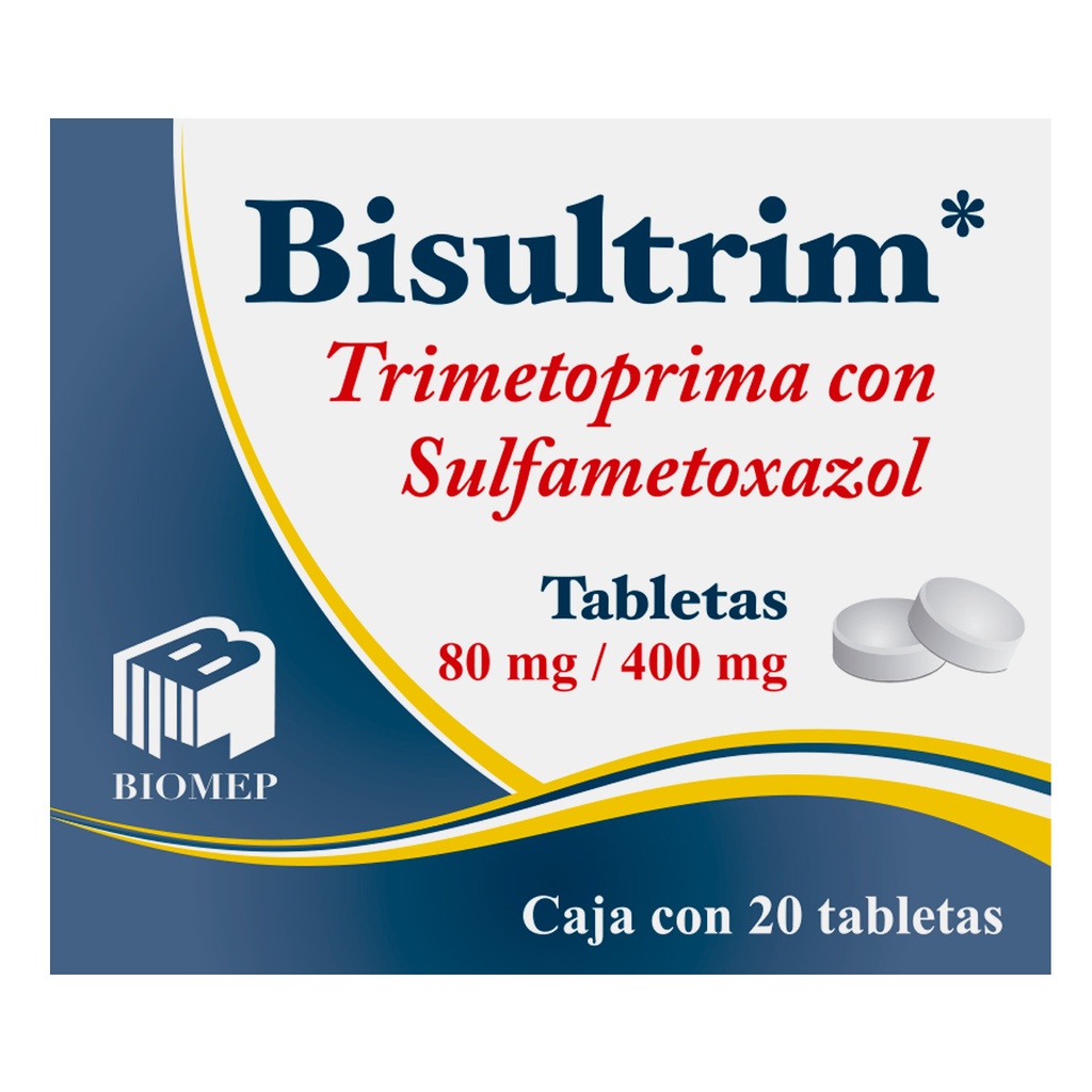 Bisultrim Trimetoprima/Sulfametoxazol 80/400 Mg 20 Tabletas Genérico Com Biomep 