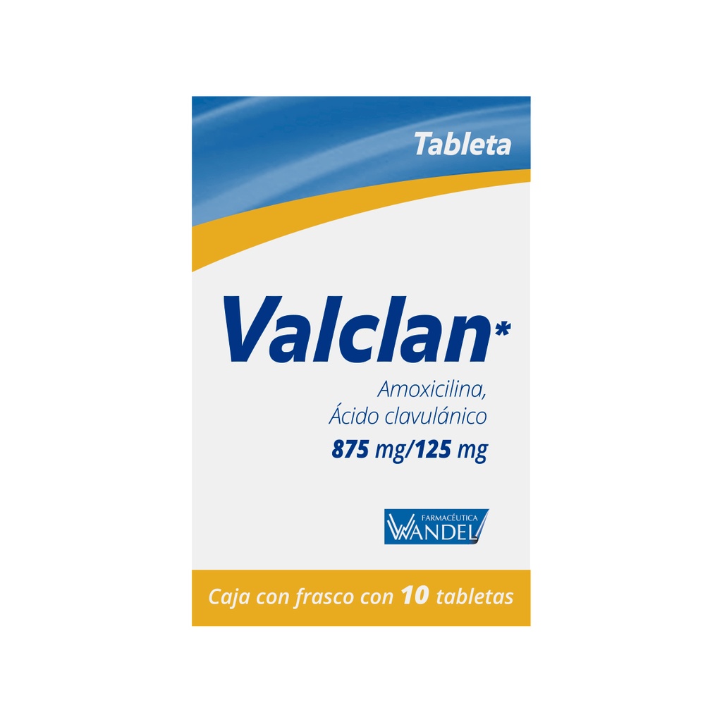 Valclan Amoxicilina/Ácido Clavulánico 875/125 Mg 10 Tabletas Genérico Wandel