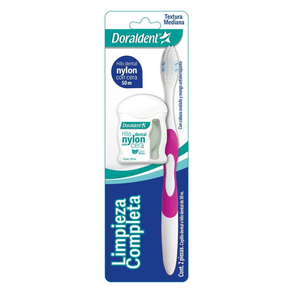 Cepillo Dental Doraldent Mediano Más Hilo Dental 50 Metros 