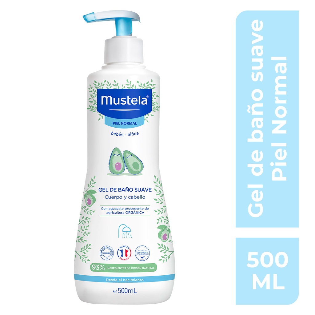 Gel Mustela Baño Suave Piel Normal Bebé 500 Ml 