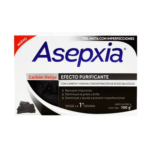 Jabón Asepxia Carbón 100 G 4 Piezas 
