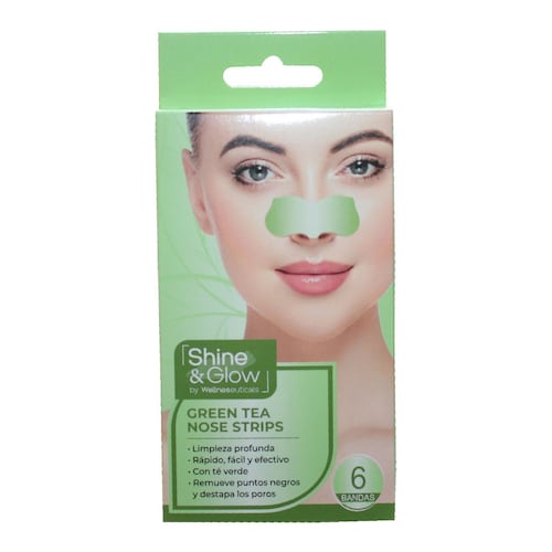 [7506513600193] Bandas Nasales Shine & Glow Té Verde 6 Piezas