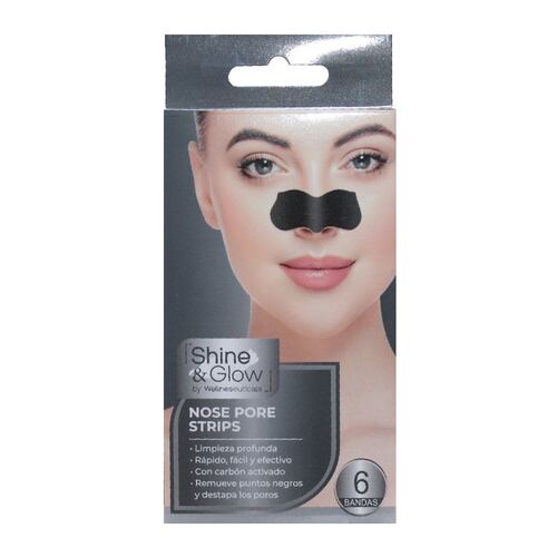 [7506513600186] Bandas Shine & Glow Nasales Carbón Activo 6 Piezas