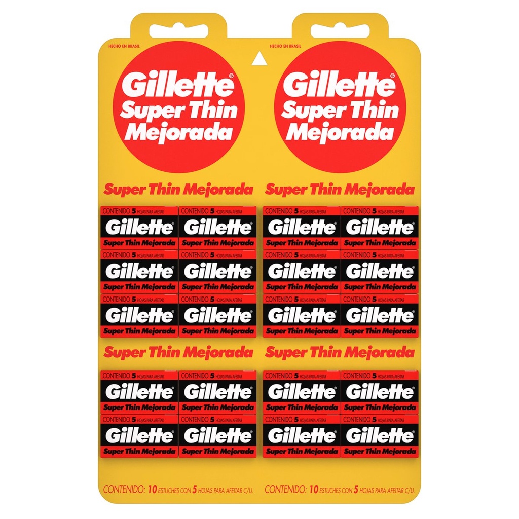 Hoja Gillette Super Thin Mejorada 5 Piezas 