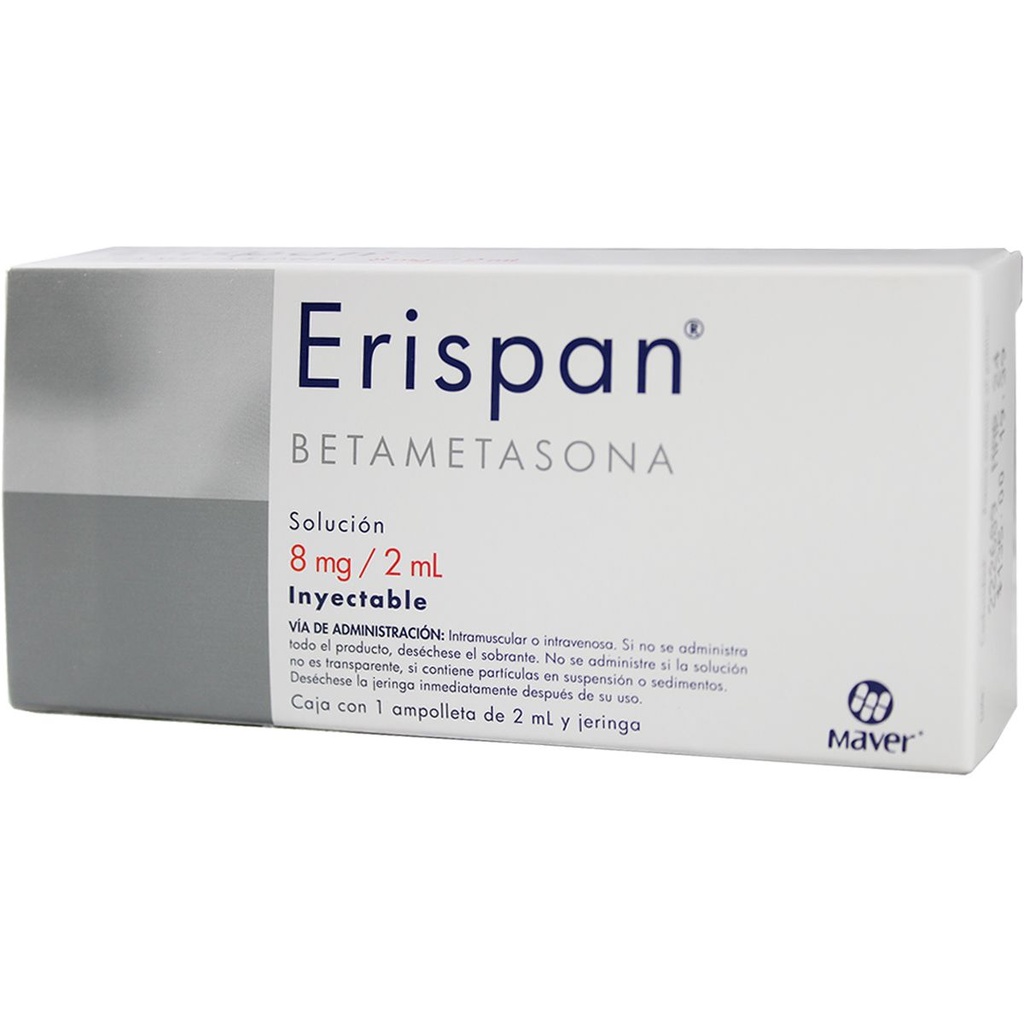 Erispan Betametasona 8 Mg Solución Inyectable Ampolleta 2 Ml Genérico Maver