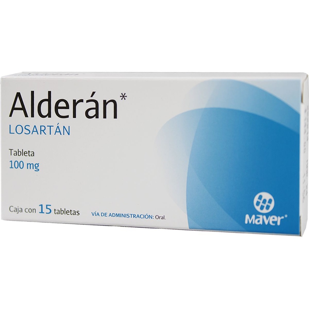 Alderán Losartán 100 Mg 15 Tabletas Genérico Maver 