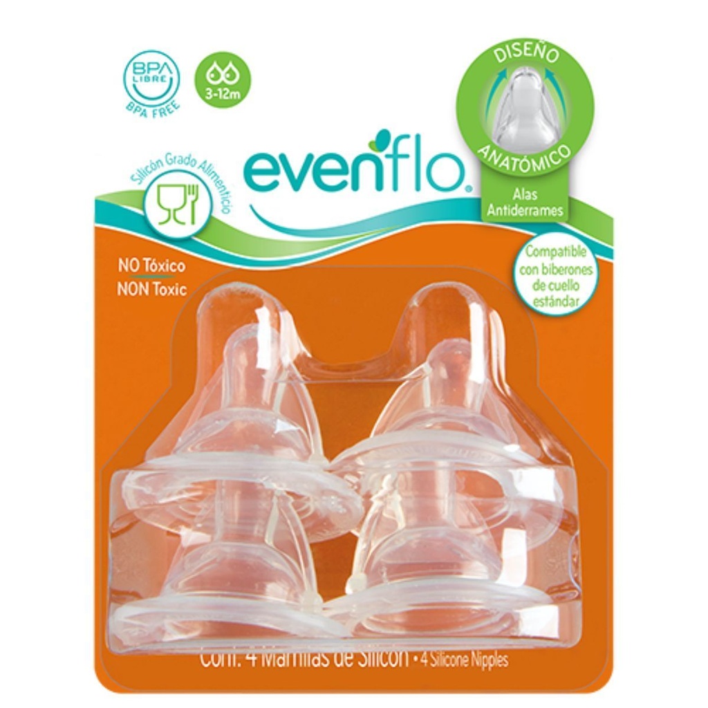 [7501027524225] Mamila Evenflo Silicón Anatómica 3+1 Gratis 