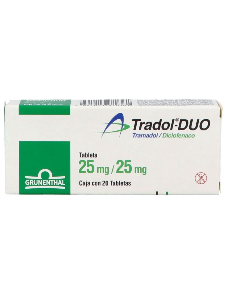 [7861073970361] Tradol Dúo 25/25 Mg 20 Tabletas 