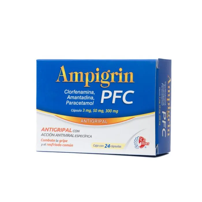 Ampigrin 3 Mg/50 Mg/ 300 Mg Clorfenamina, Amantadina, Paracetamol Caja Con 24 Tabletas