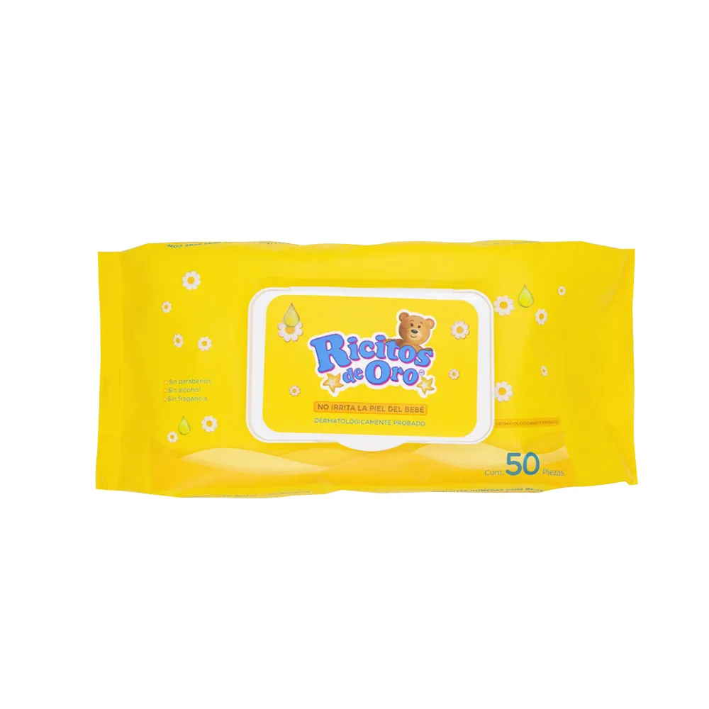 [6971831211245] Toallitas Húmedas Ricitos De Oro Con Tapa Manzanilla 50 Piezas 