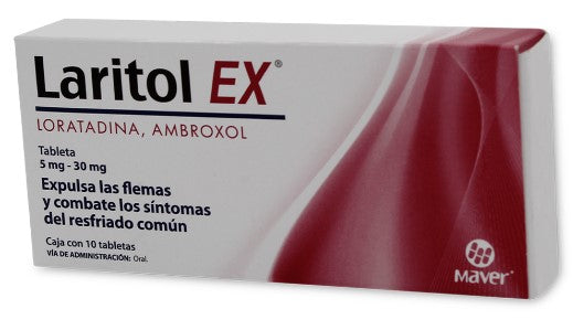 Laritol Ex Loratadina/Ambroxol 5/30 Mg 10 Tabletas Genérico Maver 