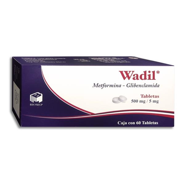 Wadil Metformina/Glibenclamida 500/5 Mg 60 Tabletas Genérico Com Biomep 