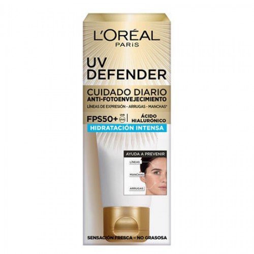 [7899706181877] Crema Facial L'Oréal Paris UV Defender Hidratación Intensa Anti-Fotoenvejecimiento FPS50+ 40 G 
