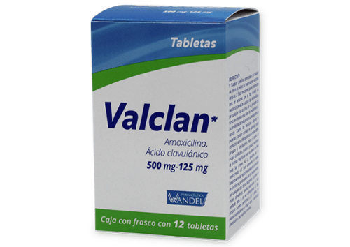 Valclan Amoxicilina/Ácido Clavulánico 500/125 Mg 12 Tabletas Genérico Wandel