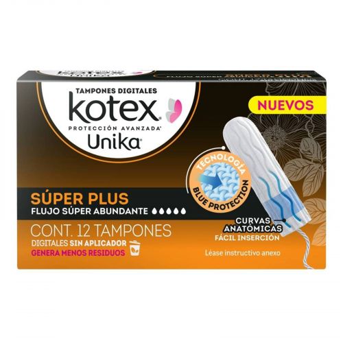 [7506425625574] Tampones Kotex Unika Super Plus Flujo Super Abundante 12 Tapones 