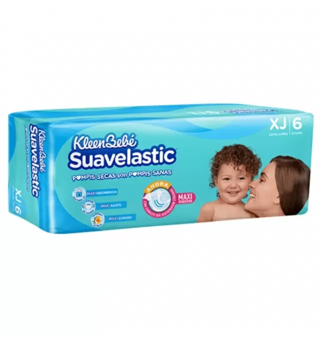 [7506425633777] Pañal KleenBebé Suavelastic Extra Jumbo Etapa 6 40+6 Piezas 