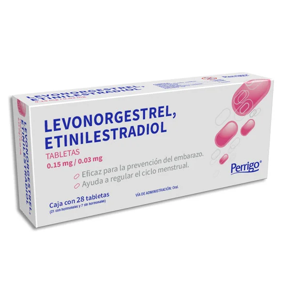 Levonorgestrel/Etinilestradiol 0.15/0.03 Mg 28 Tabletas Genérico Perrigo 