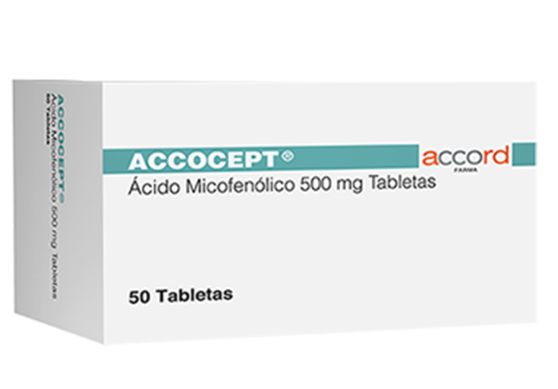 Accocept (Ácido Micofenolico) 500 Mg Caja Con 50 Comprimidos 