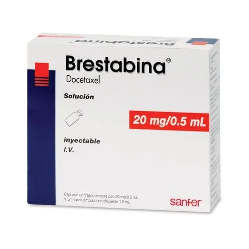 Brestabina (Docetaxel) 20 Mg Caja Con 1 Frasco Ámpula Con 20 Mg/0.5 Ml Y 1 Frasco Ámpula Con Diluyente 1.5 Ml