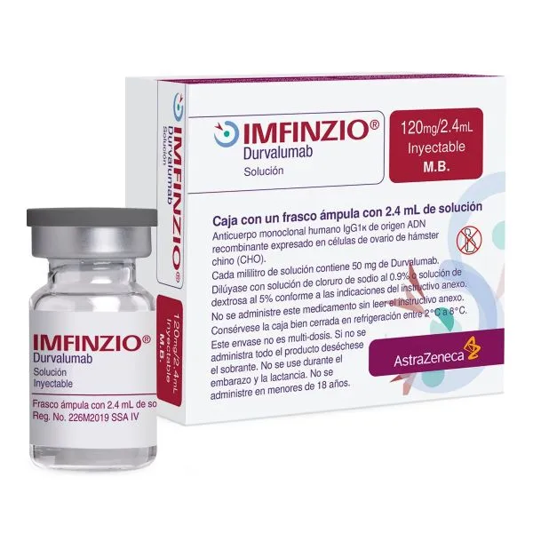 Imfinzio (Durvalumab) 120 Mg Caja Con Un Frasco Ámpula Con 2.4 Ml De Solución