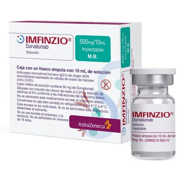 Imfinzio (Durvalumab) 500 Mg Caja Con Un Frasco Ámpula Con 10 Ml De Solución