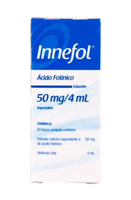 Innefol (Ácido Folínico) 50 Mg / 4 Ml Caja Con 1 Frasco Ámpula Con 4 Ml