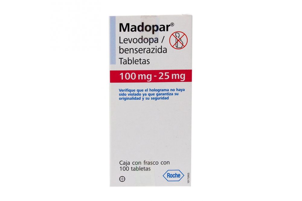 Madopar 100 Mg/ 25 Mg Caja Con Frasco Con 100 Tabletas