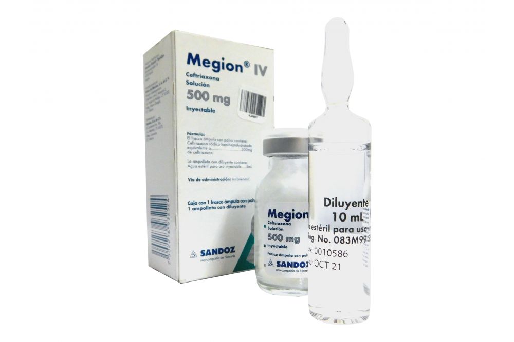 Megion I.V 500 Mg Solución Inyectable Con 1 Frasco Ámpula –Rx2