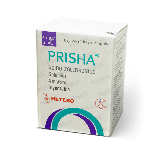 Prisha (Ácido Zoledrónico) 4 Mg / 5 Ml Caja Con 1 Frasco Ámpula Con 5 Ml