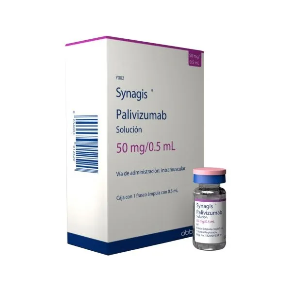 Synagis (Palivizumab) 50 Mg Caja Con 1 Frasco Ámpula Con 50 Mg De Polvo Liofilizado Y 1 Ampolleta Con 1 Ml De Diluyente