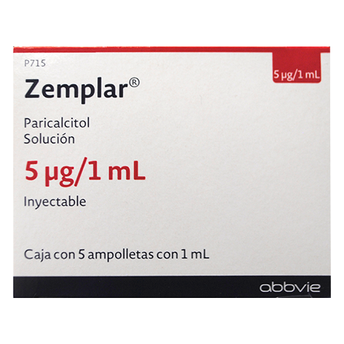 Zemplar (Paricalcitrol) 5 Mcg / 1 Ml Caja Con 5 Ampolletas Con 1 Ml