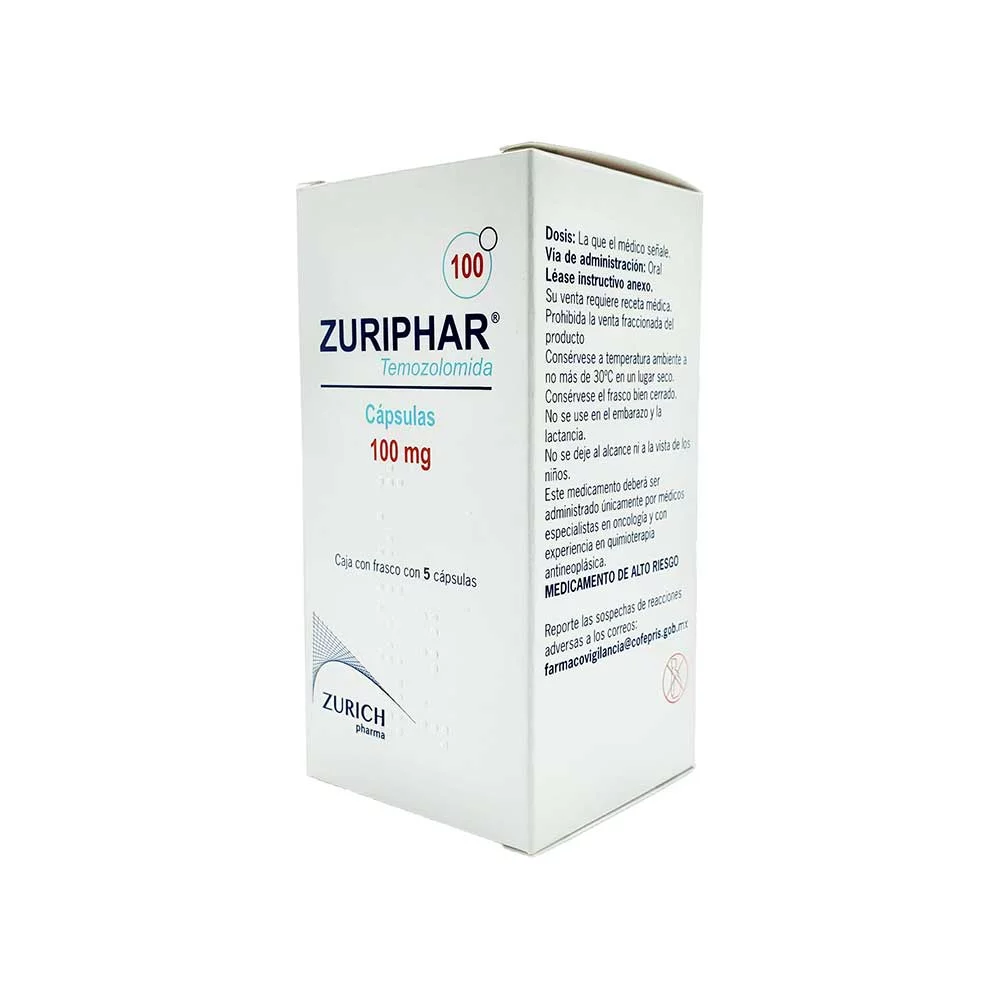 Zuriphar (Temozolomida) 100 Mg Caja Con Frasco Con 5 Cápsulas